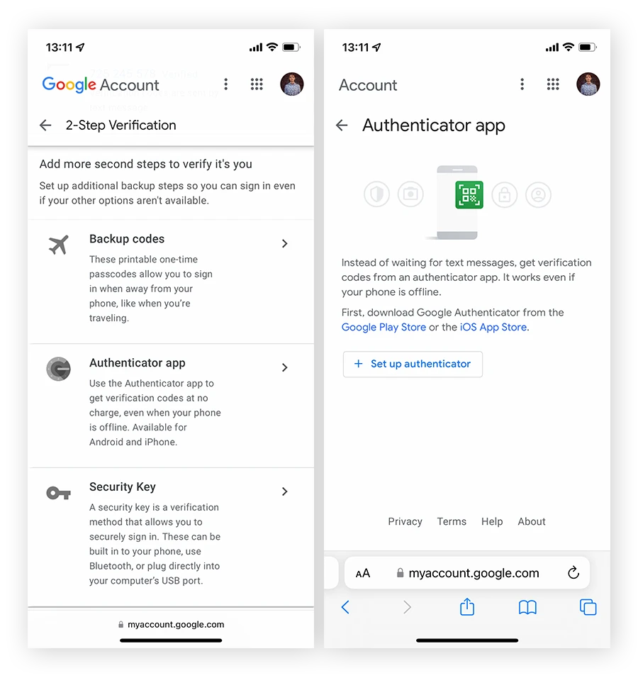 在 iOS 上使用 Google 认证器为 Google 帐户设置
2FA