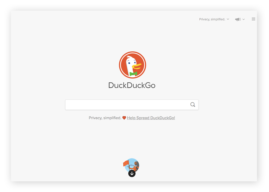 DuckDuckGo暗网搜索引擎的主页